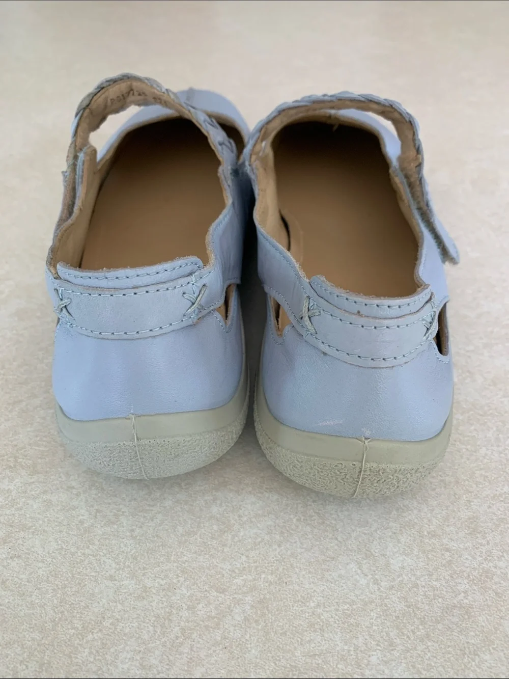 hotter Shake Leather Powder Blue Braided-Strap Mary Jane Flats Women’s Size 8